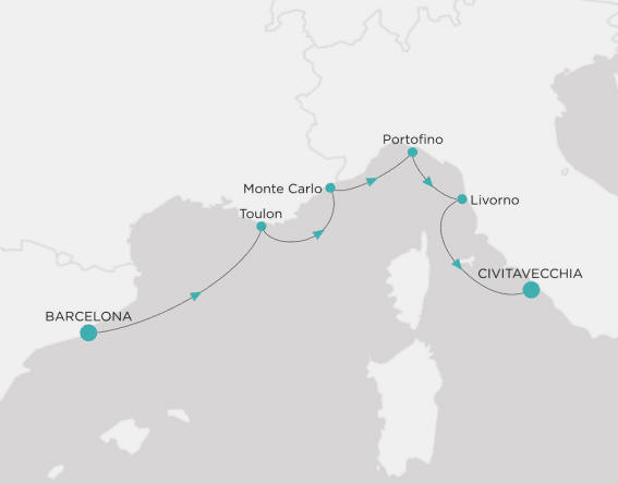 Crystal Cruises, Crystal Grace 2028 Itinerary map