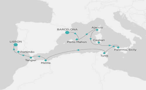 Crystal Cruises, Crystal Grace 2028 Itinerary map