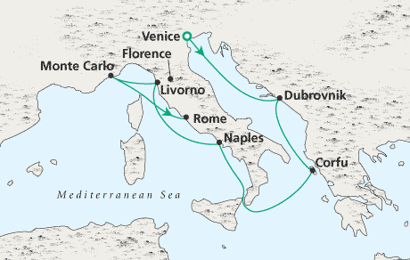 Cruise Single-Solo Balconies and Suites Venice to Rome