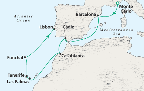 Deluxe Honeymoon Cruises Monte Carlo to Lisbon