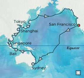 Deluxe Honeymoon Cruises Crystal World Cruise 2026 Grand Pacific Panorama Map