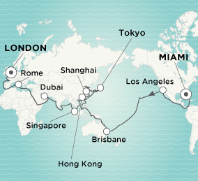 7 Seas Luxury Cruises FULL WORLD CRUISE LUXURY OCEAN CRUISE FROM MIAMI TO LONDON VOYAGE NUMBER: OCY210105-139