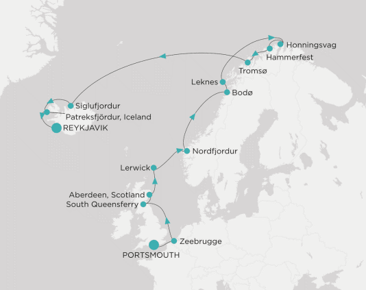 Itinerary map Crystal World Cruises Serenity 2028