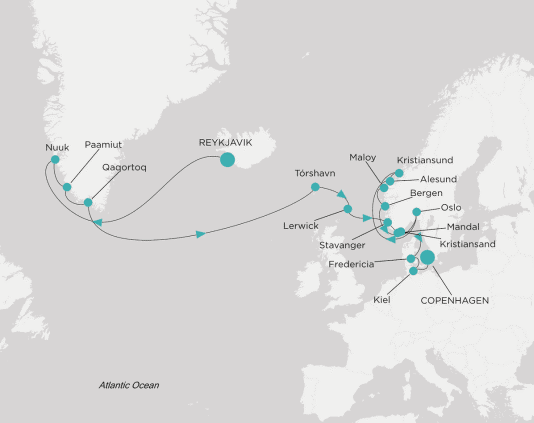 Itinerary map Crystal World Cruises Serenity 2028