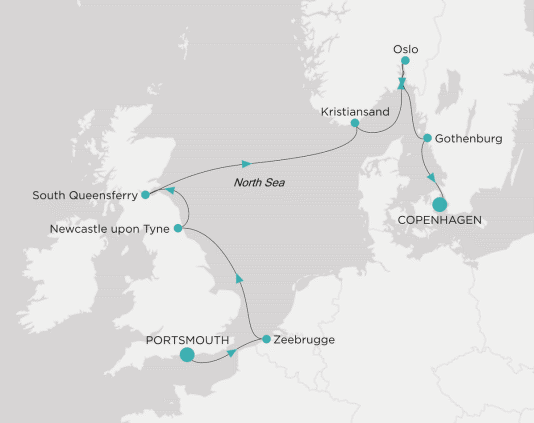 Itinerary map Crystal World Cruises Serenity 2028