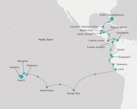 Itinerary map Crystal World Cruises Symphony 2028