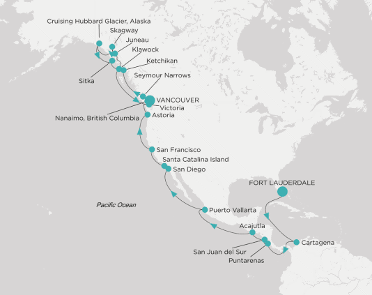 Itinerary map Crystal World Cruises Symphony 2028
