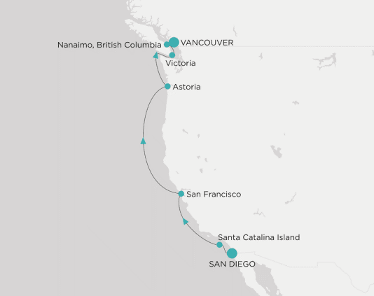Itinerary map Crystal World Cruises Symphony 2028