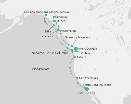 Itinerary map Crystal World Cruises Symphony 2028