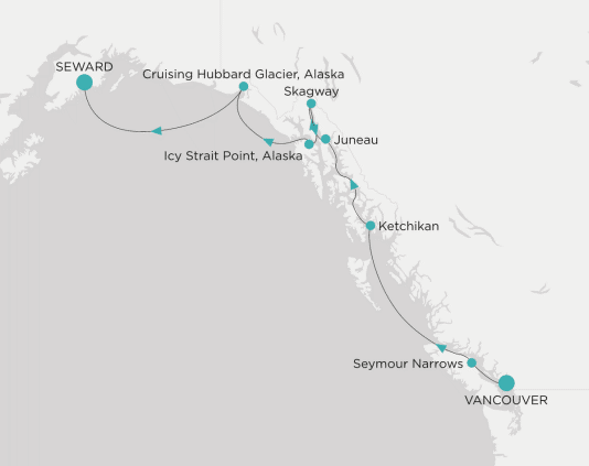 Itinerary map Crystal World Cruises Symphony 2028