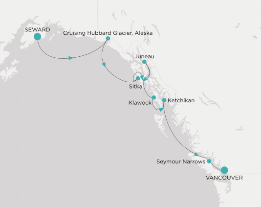 Itinerary map Crystal World Cruises Symphony 2028