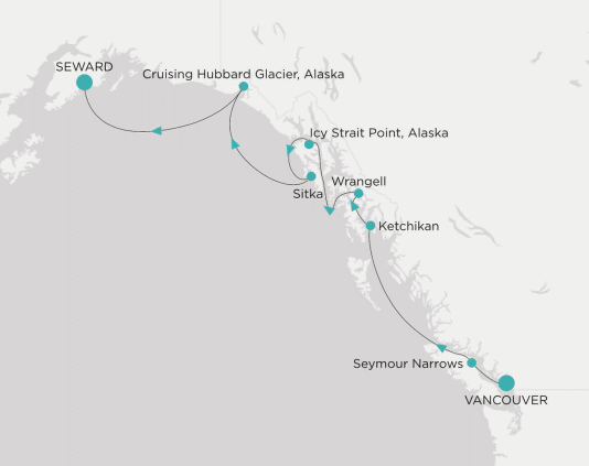 Itinerary map Crystal World Cruises Symphony 2028