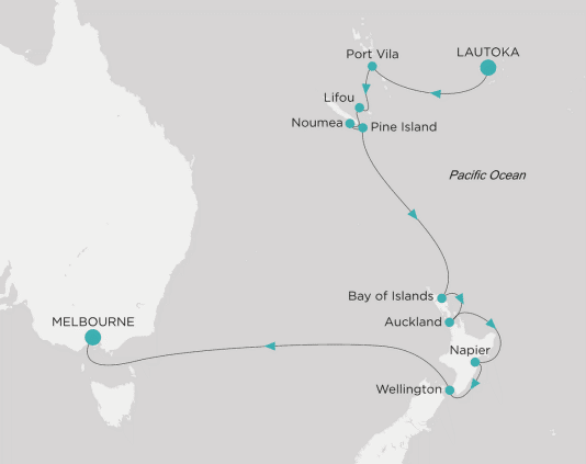 Itinerary map Crystal World Cruises Symphony 2028