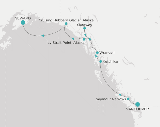 Itinerary map Crystal World Cruises Symphony 2028
