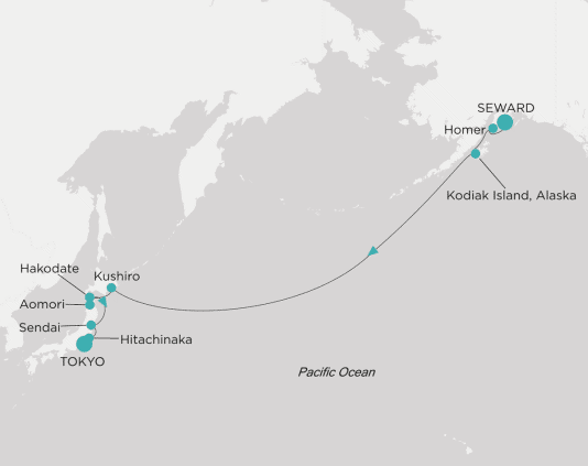 Itinerary map Crystal World Cruises Symphony 2028