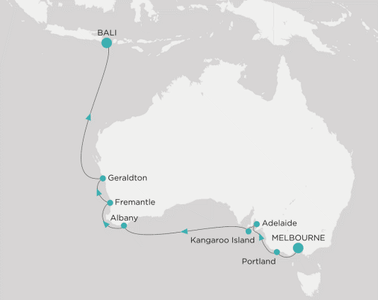 Itinerary map Crystal World Cruises Symphony 2028