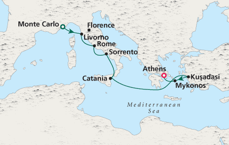 Crystal Luxury Cruises Serenity 2025 Monte Carlo to Athens