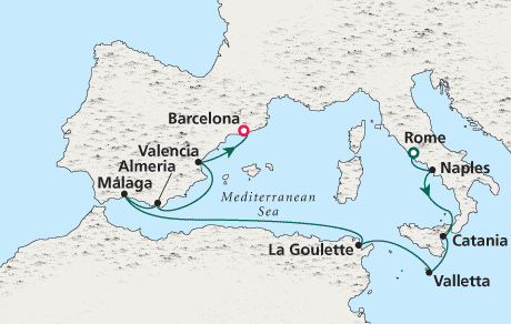 Deluxe Honeymoon Cruises Crystal Serenity 2024 Rome to Barcelona