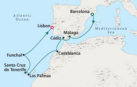 Deluxe Honeymoon Cruises Crystal Serenity 2024 Barcelona to Lisbon