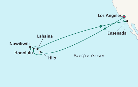 Luxury World Cruise SHIP BIDS - CRUISE SHIP Map Round-trip Los Angeles - Voyage 0231