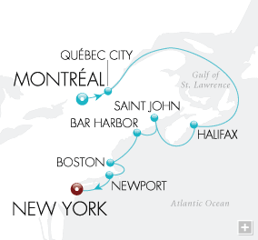 Cruise Single-Solo Balconies and Suites Autumn in the Maritimes Map