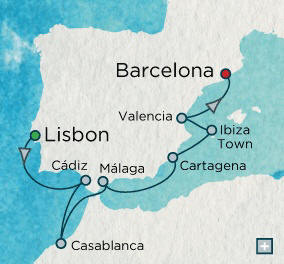 Cruise Single-Solo Balconies and Suites Lisbon, Portugal to Barcelona, Spain - 7 Nights Single-Solo  Balconies-Suites Crystal CRUISE Serenity Ship