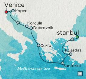 Cruise Single-Solo Balconies and Suites Istanbul, Turkey to Venice, Italy - 11 Nights Single-Solo  Balconies-Suites Crystal CRUISE Serenity Ship
