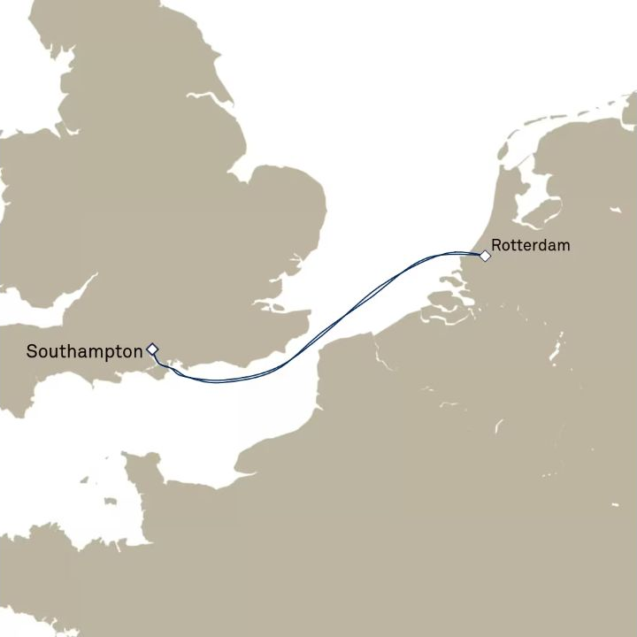Queen Anne Voyage H630 itinerary map from Southampton, England, UK to Southampton, England, UK