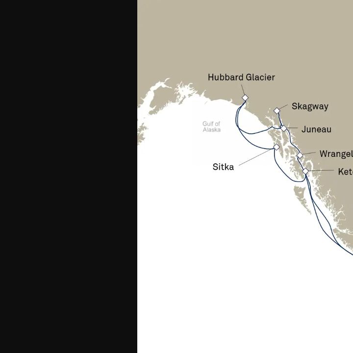 Queen Elizabeth Voyage Q625 itinerary map from Seattle, WA, USA to Seattle, WA, USA