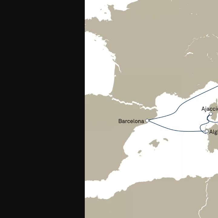 Queen Elizabeth Voyage Q716A itinerary map from Civitavecchia (tours to Rome), Italy to Civitavecchia (tours to Rome), Italy