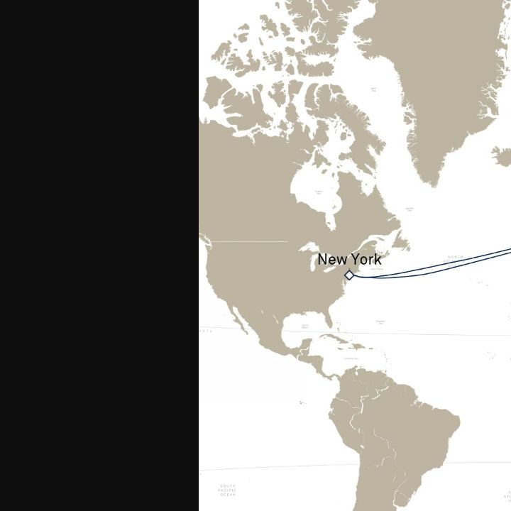 Queen Mary 2 voyage M602B itinerary map from New York, NY, USA to New York, NY, USA