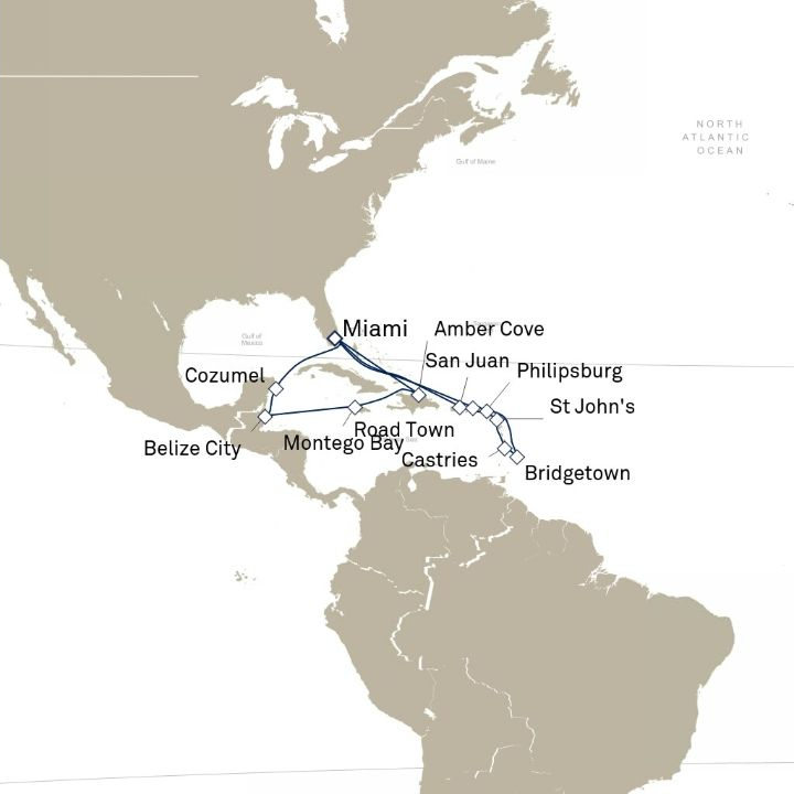 Queen Victoria Voyage V604 itinerary map from Southampton, England, UK to Southampton, England, UK