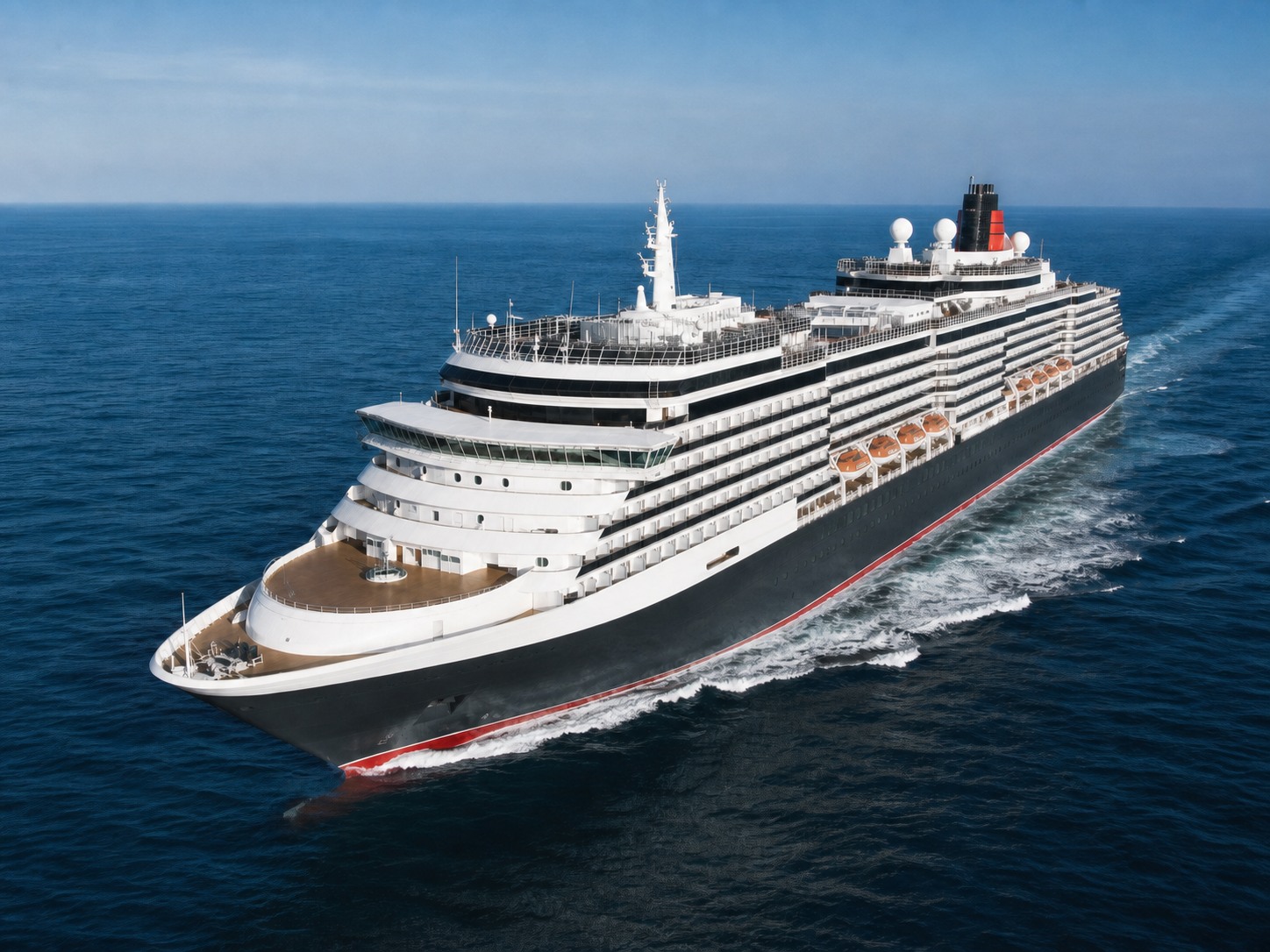 Cunard Queen Victoria cruise ship sailing at sea
