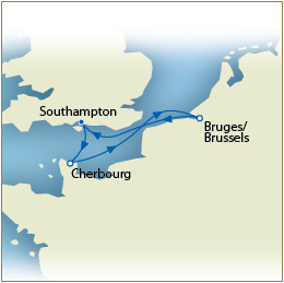 CUNARD QUEEN VICTORIA QV Cunard Map Southampton to Southampton