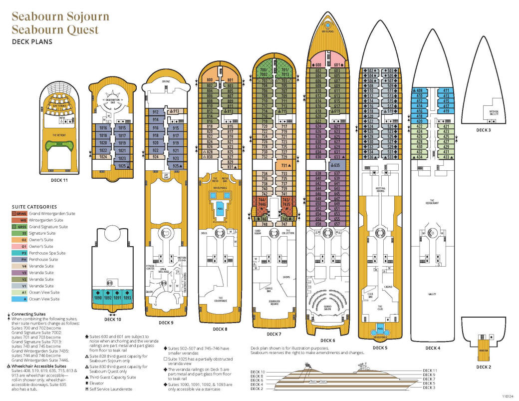 DELUXE CRUISES Deckplan Seabourn Quest