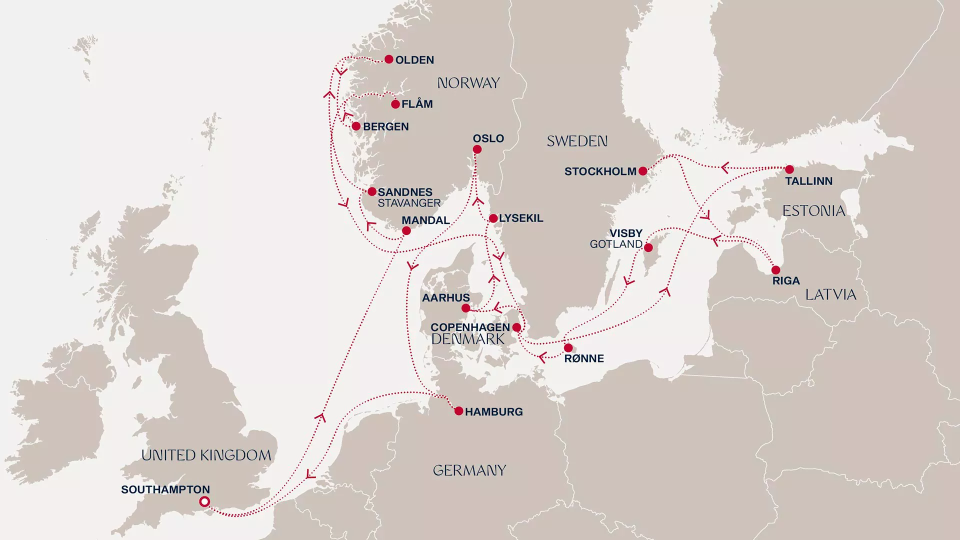 Explora III August 17-September 9 2026 cruise route map from Southampton to Southampton