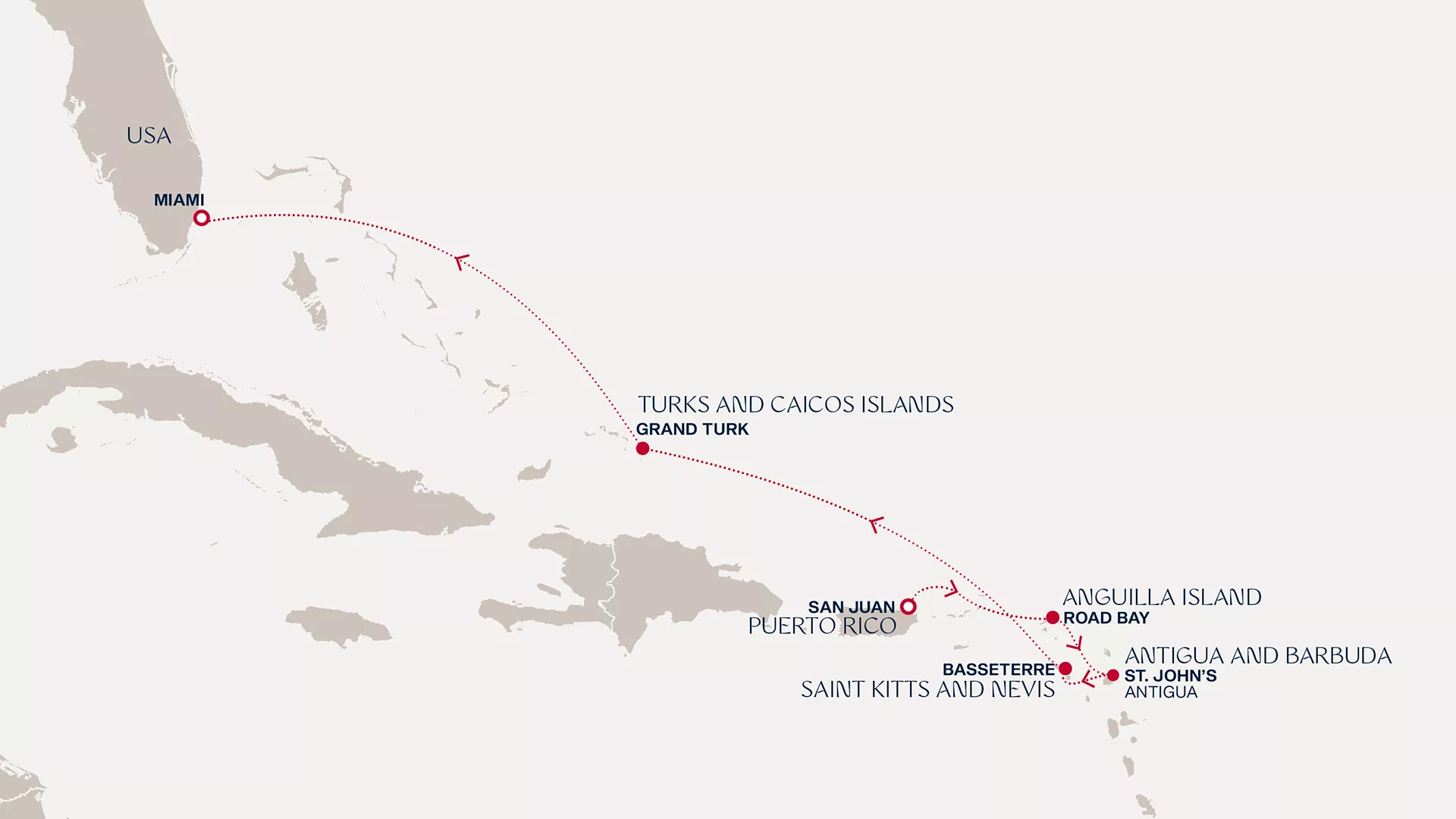 Explora III December 13-20 2026 cruise route map from San Juan to Miami