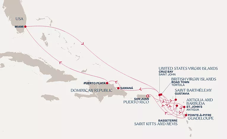 Explora III December 28 2026-January 13 2027 cruise route map from San Juan to San Juan