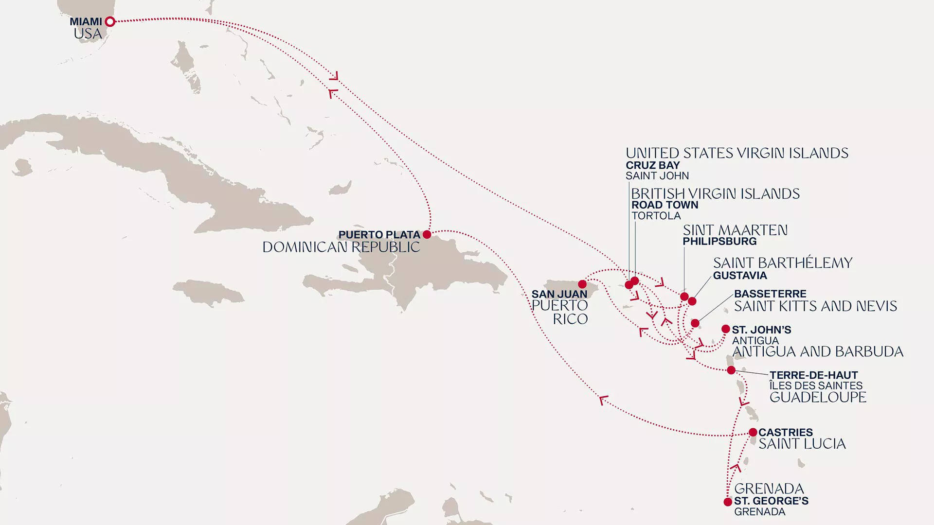 Explora III January 5-21 2027 cruise route map from Miami to Miami