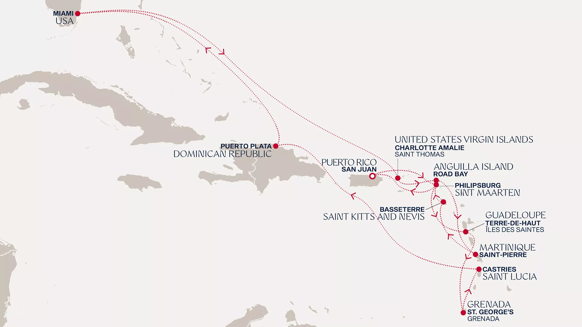 Explora III January 13-29 2027 cruise route map from San Juan to San Juan