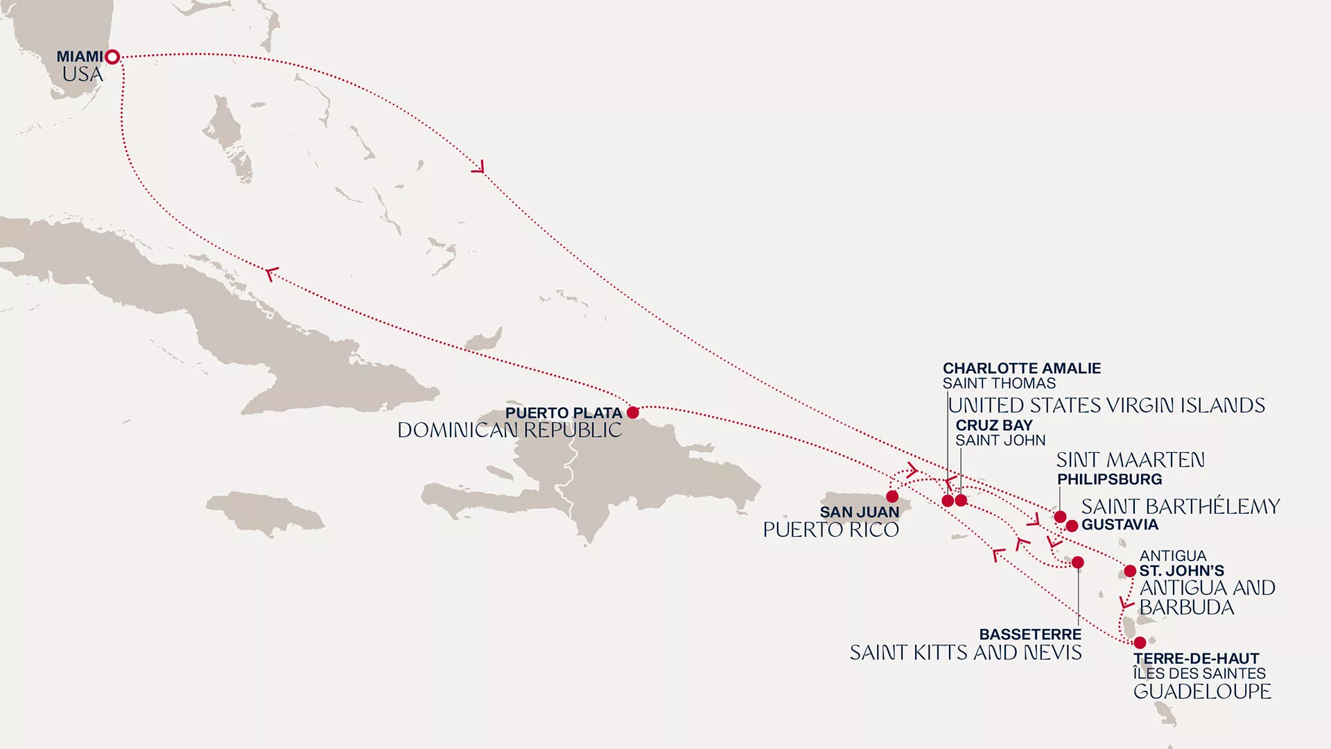 Explora III February 5-19 2027 cruise route map from Miami to Miami