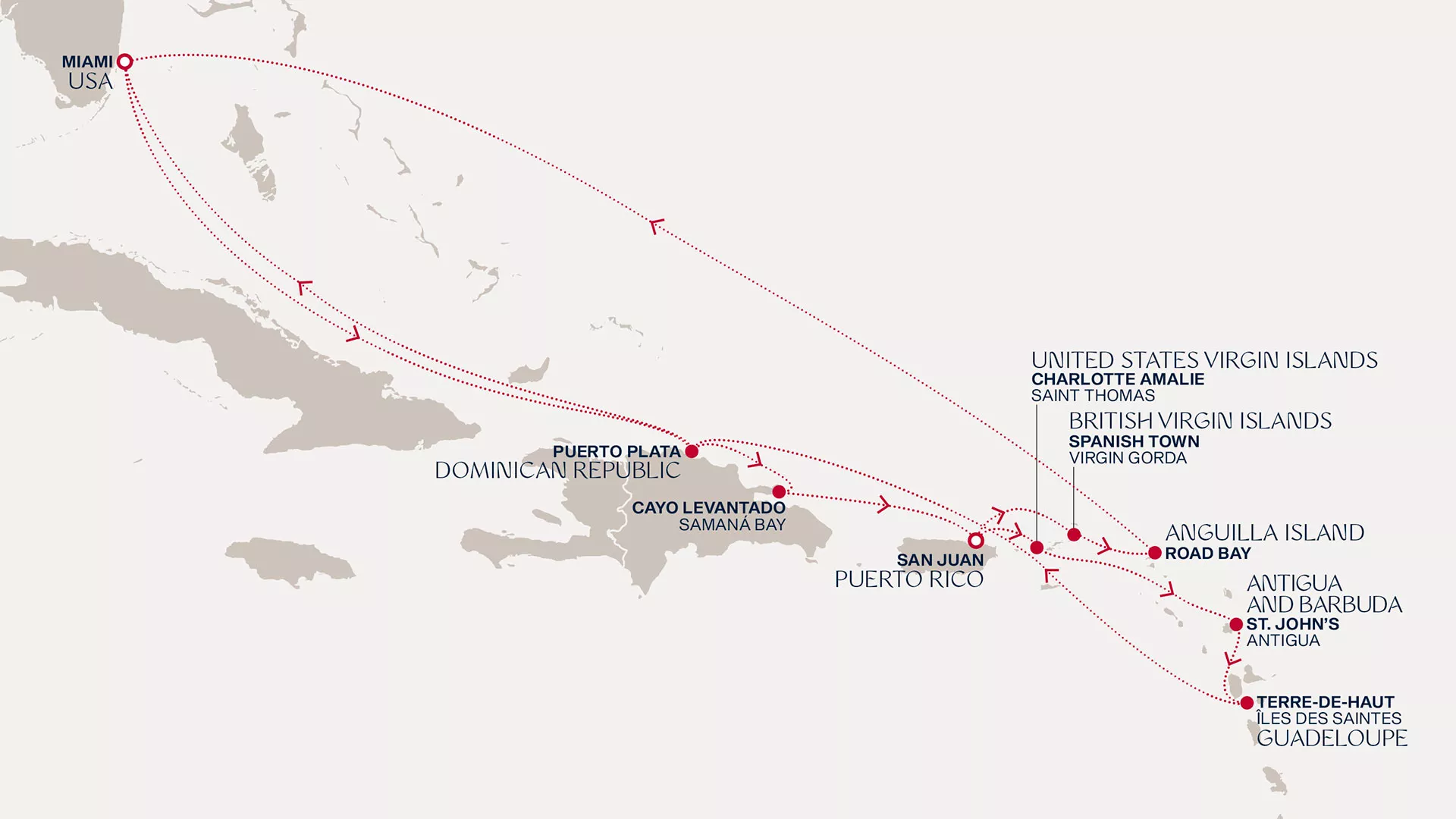 Explora III February 12-28 2027 cruise route map from San Juan to Miami