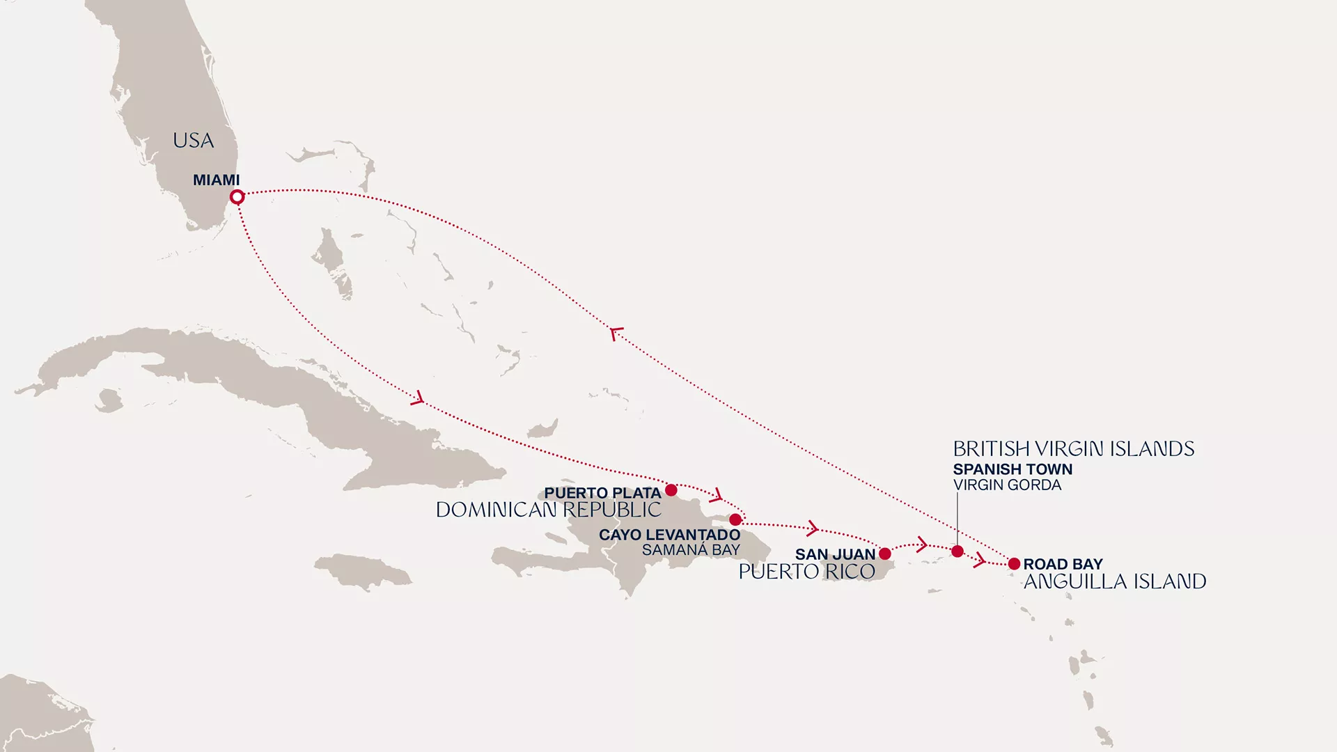 Explora III February 19-28 2027 cruise route map from Miami to Miami