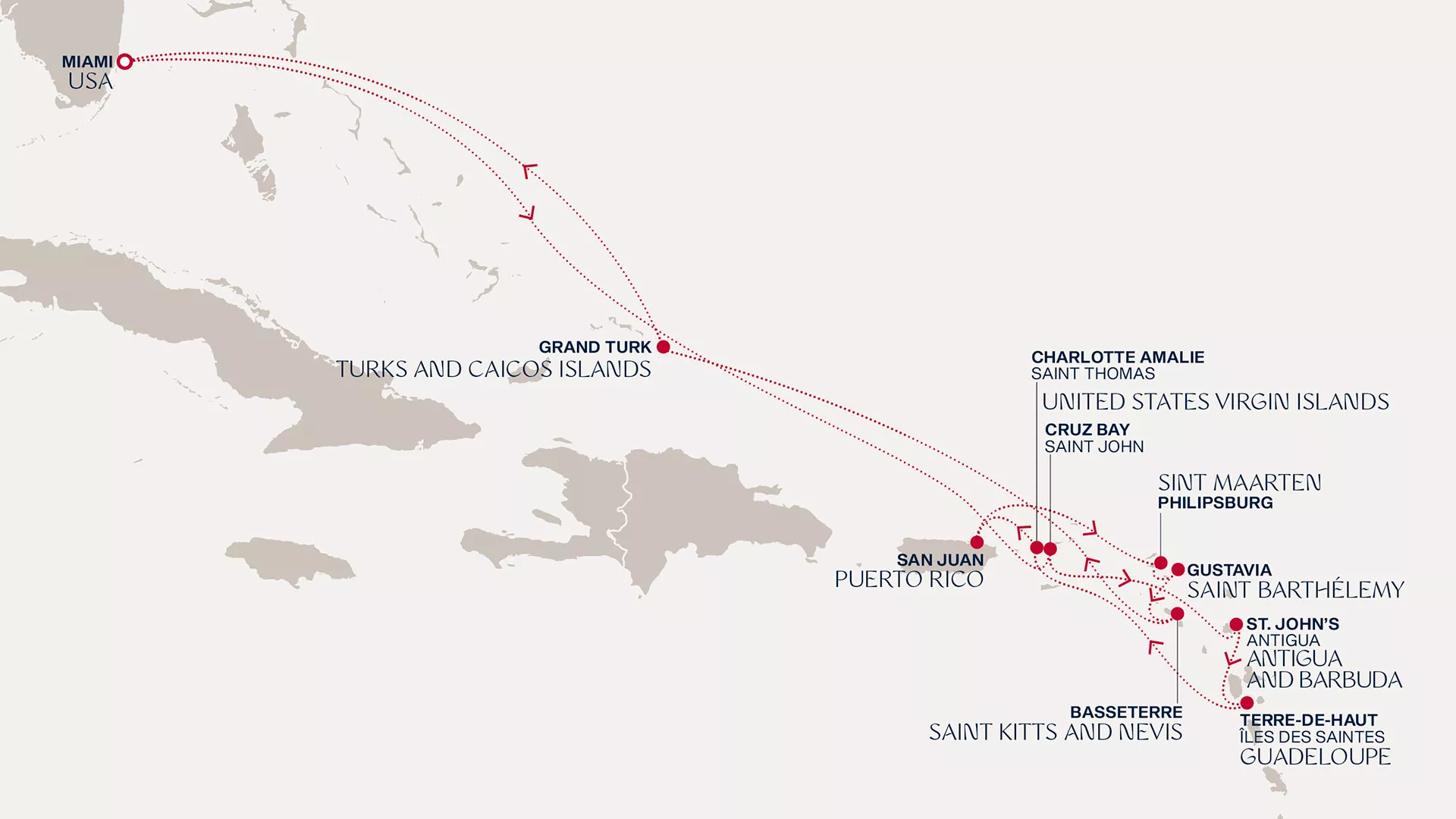 Explora III February 28-March 14 2027 cruise route map from Miami to Miami