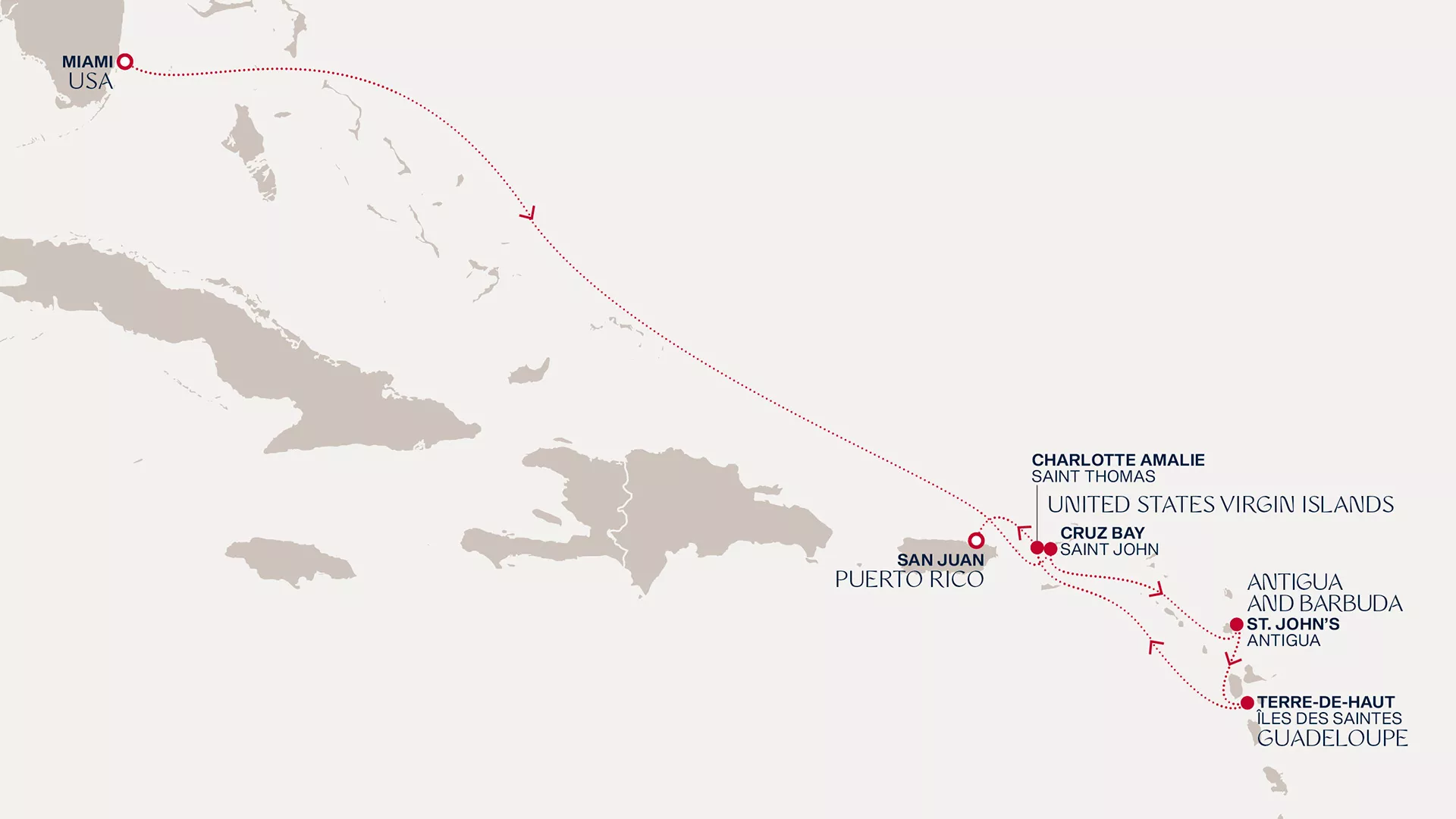 Explora III February 28-March 7 2027 cruise route map from Miami to San Juan