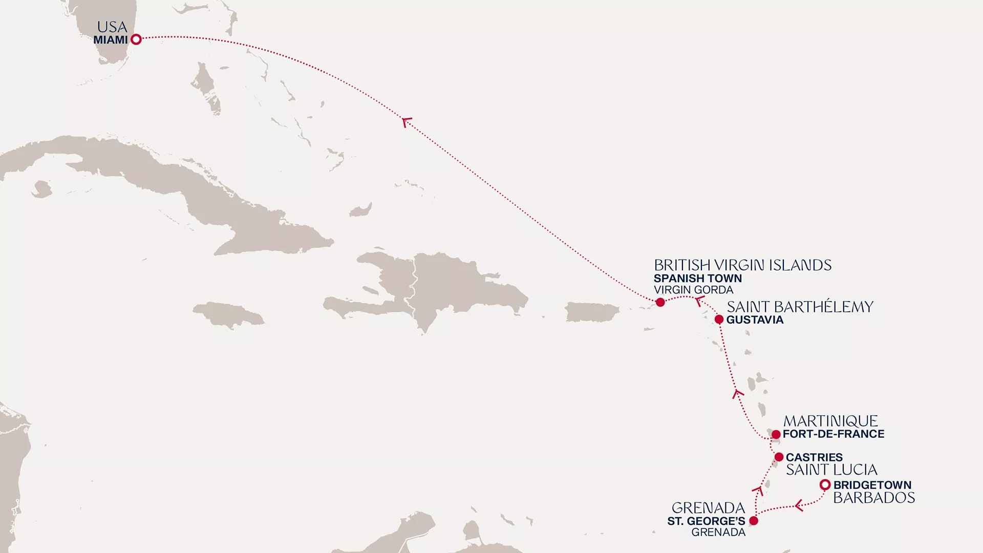 Explora III March 21-29 2027 cruise route map from Bridgetown to Miami