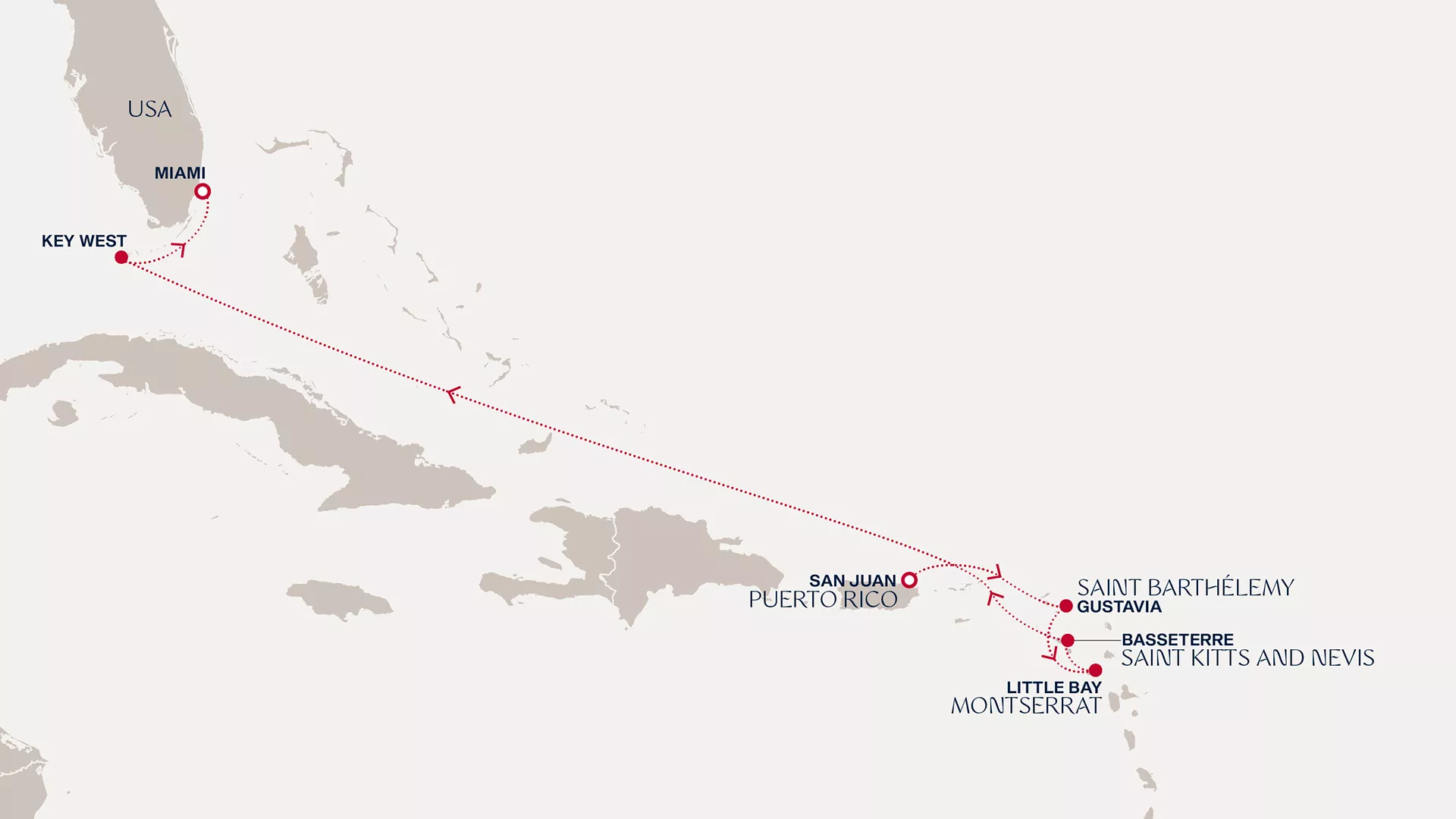 Explora III April 5-12 2027 cruise route map from San Juan to Miami