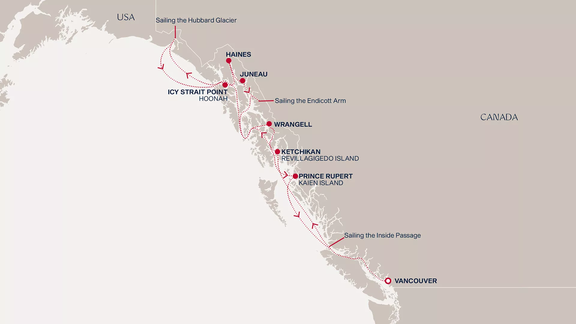 Explora III May 21-June 1 2027 cruise route map from Vancouver to Vancouver