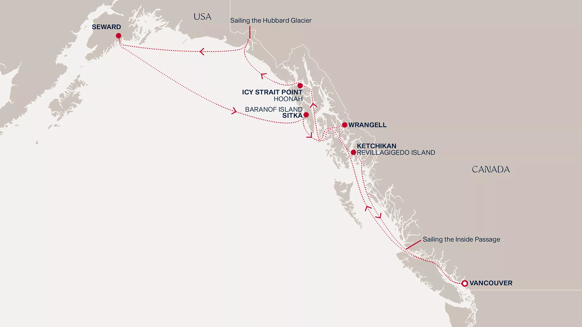 Explora III June 22-July 2 2027 cruise route map from Vancouver to Vancouver