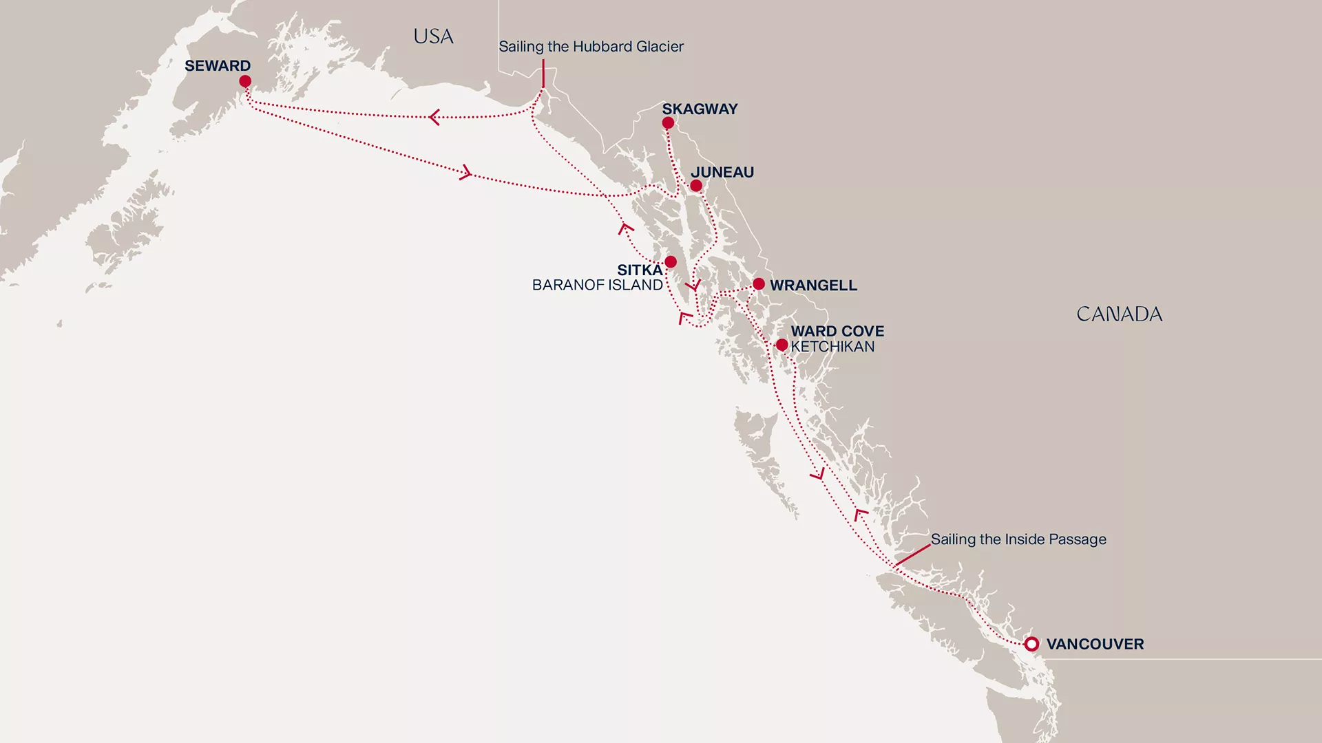 Explora III August 13-24 2027 cruise route map from Vancouver to Vancouver